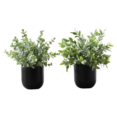 2 pièces 11 "plantes d'herbe d'eucalyptus, verdure décorative intérieure dans des pots noirs, plantes réglables hautes herbes artificielles, longue durée