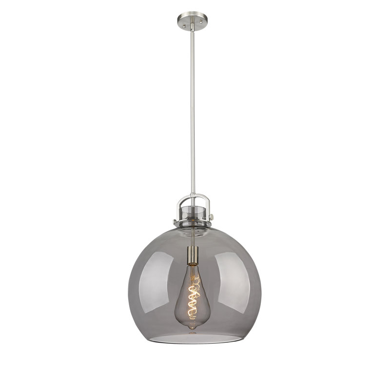 Luminaire suspendu à 1 tige Sligo, Plaqué couleur fumée, H 20,5 po x l 18 po x P 18 po, Nickel satiné