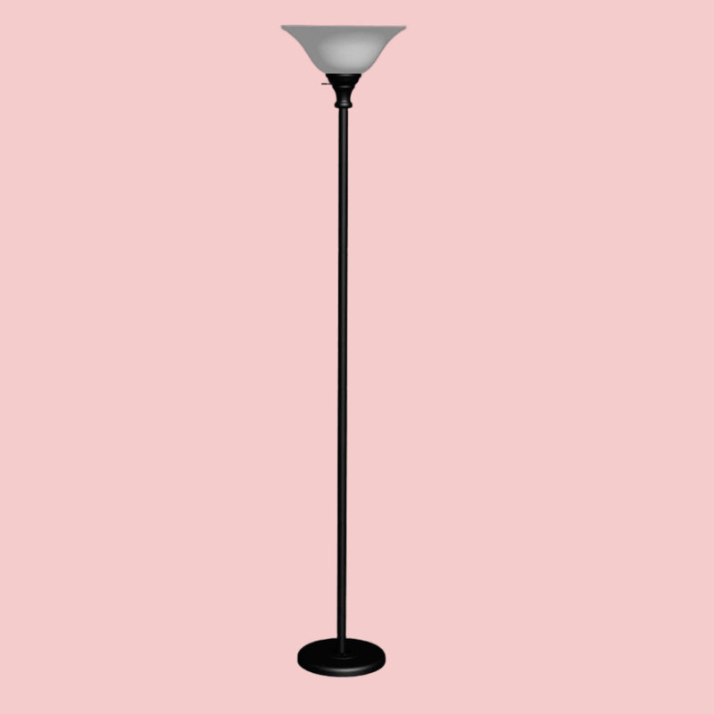 Lampe sur pied noire de 150 W à 3 intensités, 178 cm de hauteur, abat-jour en verre dépoli, douille E26, câble de 1,8 m, idéal pour le salon, la chambre ou le bureau.
