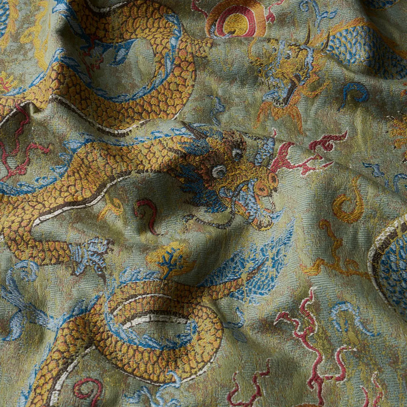 Serpentine Dragon Cotton Blend Fabric, Multi