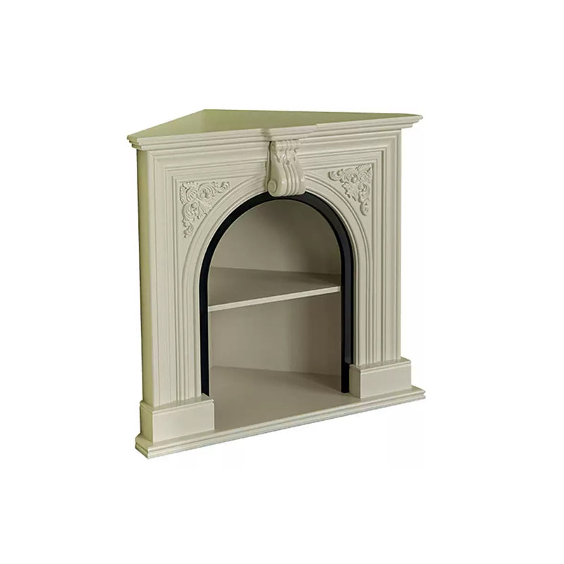 Beige Solid Wood Electric Fireplace