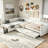 L-shape Upholstered Double Twin Size Daybed with Trundle and Drawer-128934837
