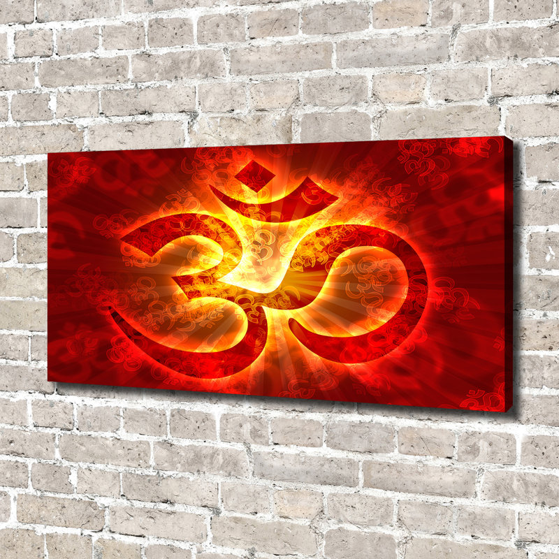 A Burning Om Sign - Wrapped Canvas Print