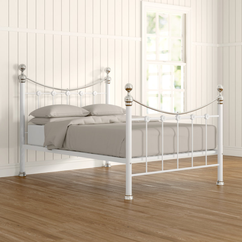 Cambridge Metal Storage Bed, Kingsize (5'), White/Chrome