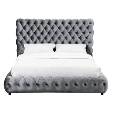 Contemporary King Bed With Headboard And , Modern Bedroom Furniture In Gray Strong Bed, Design