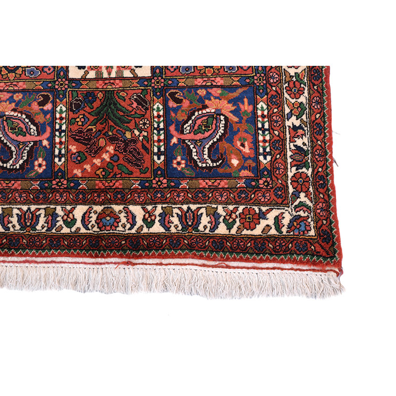 Tapis de zone en laine rouge/beige 3 pi 3 po x 4 pi 9 po one-of-kind-noué la main