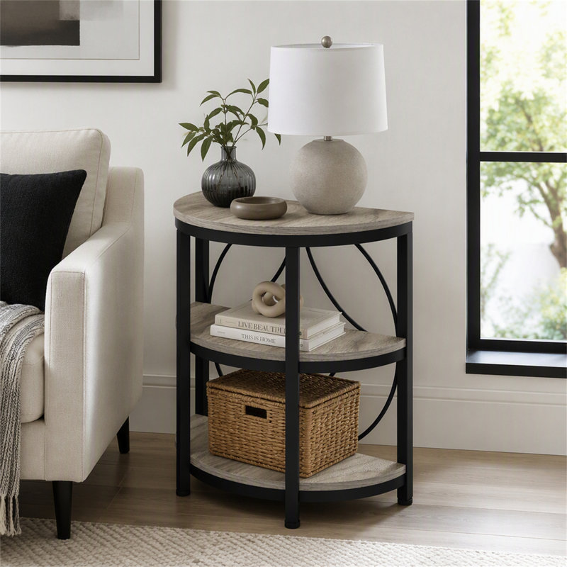 Table de bout demi-ronde, Grey / Black, Grey