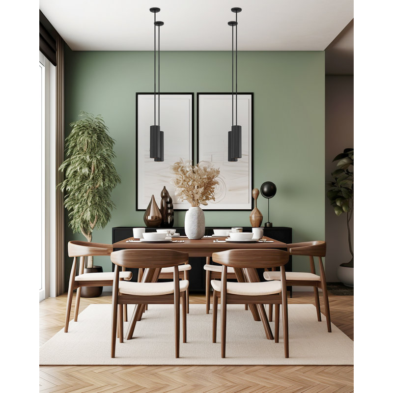 Luminaire suspendu cylindrique simple à 1 lumière Courter, Noir mat, H 14,5 po x l 4,5 po x P 4,5 po, DEL remplaçable