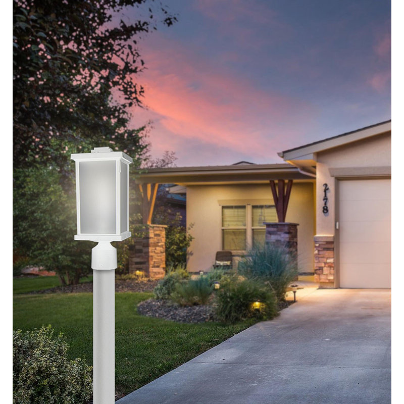 Solus Artisan Square Post Top Fixture with Frosted Acrylic Lens & LED Bulb, White, 3000K
