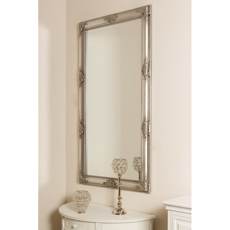 Kellison Wood Flat Mirror, 132cm H x 72cm W x 7cm D, Silver