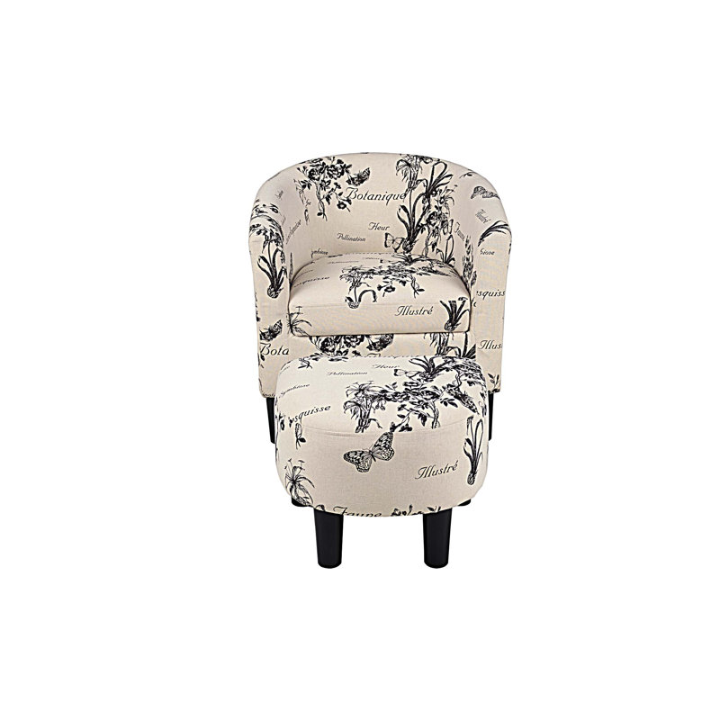 Chaise d'appoint rembourrée en tissu avec repose-pieds Modern