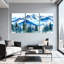 «Landscape & Nature Mountain Peaks Forest Lake Reflection», ensemble de 3 impressions sur toile-471930156