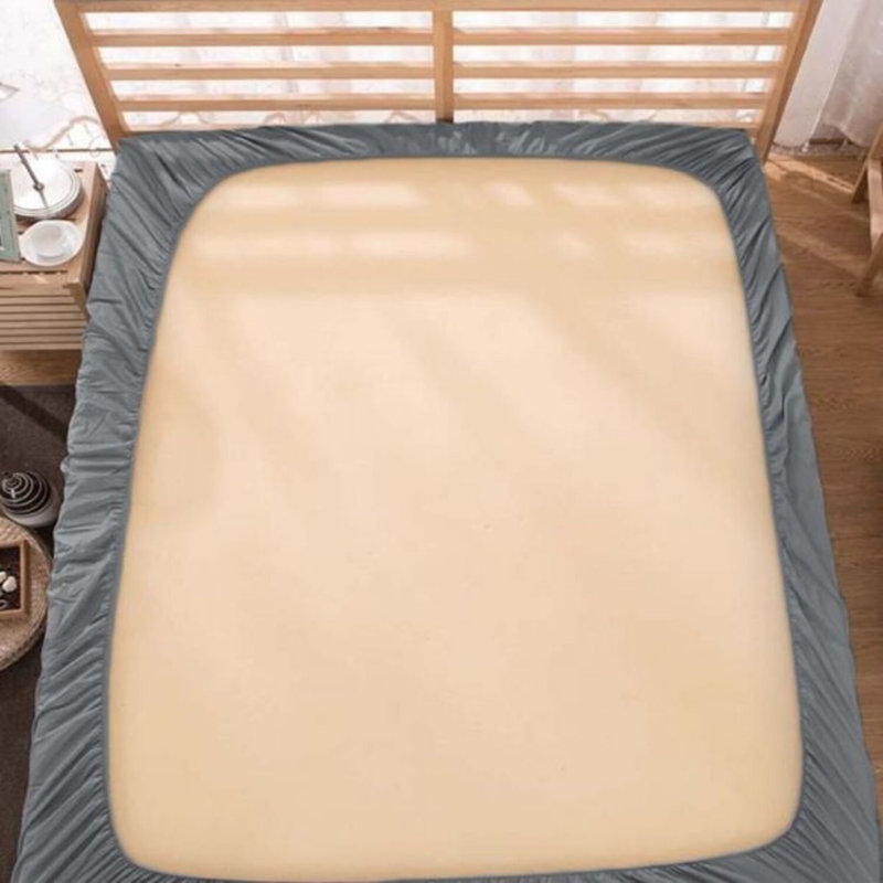 400TC Sateen Solid Cotton Fitted Sheet Fits Upto 20" Deep Pocket, California King Fitted Sheet, Dark Gray