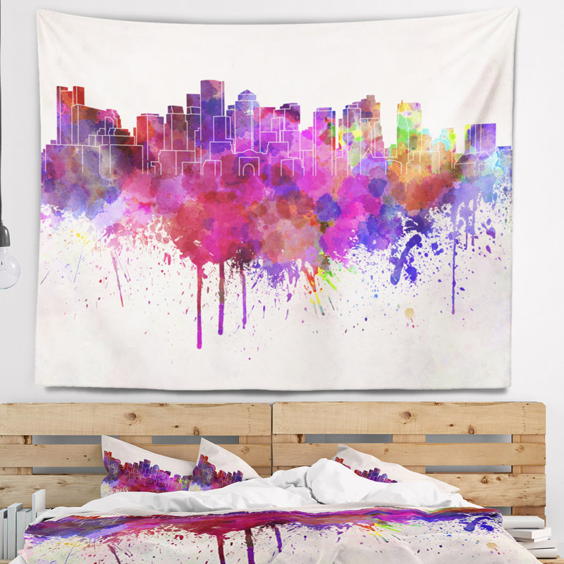 Boston skyline tapisserie Cityscape, H 32 po x l 39 po