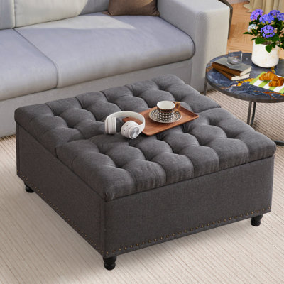  35.5'' Upholstered Storage Square Ottoman