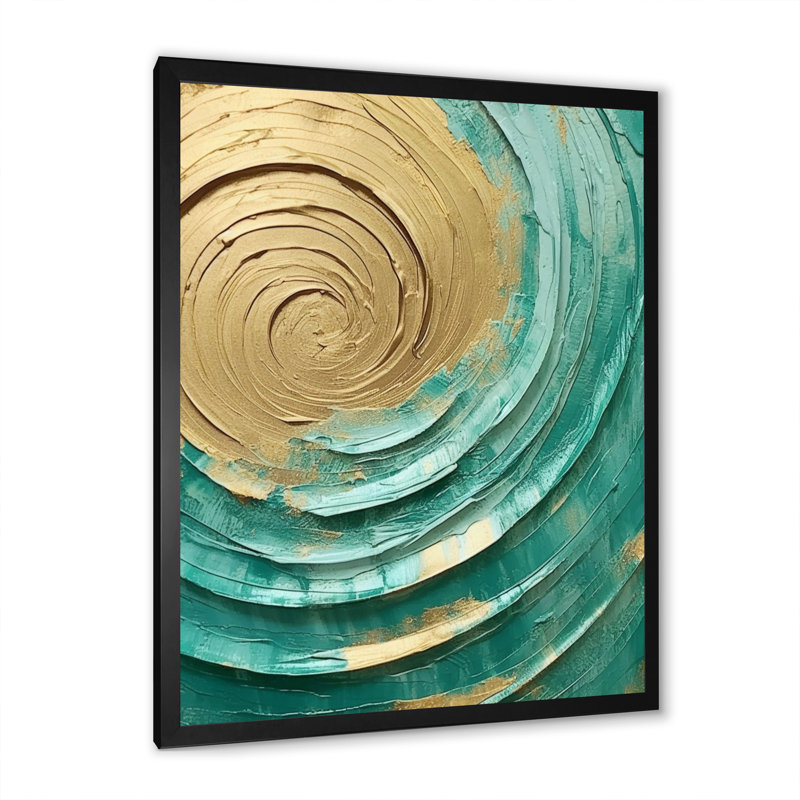 «Teal Gold», reproductions d'art mural, Cadre simple noir, H 40 po x l 30 po x P 1,5 po