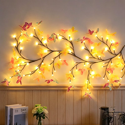 63 pouces 72LED lumière de branche d'arbre de papillon pour mur fleur de saule vigne brindille guirlande USB pour la décoration de fête