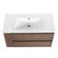 Meuble-lavabo de 36 po avec lavabo en céramique et tiroir à fermeture en douceur - Design tendance en contreplaqué de chêne brun-1079210021-1079210025