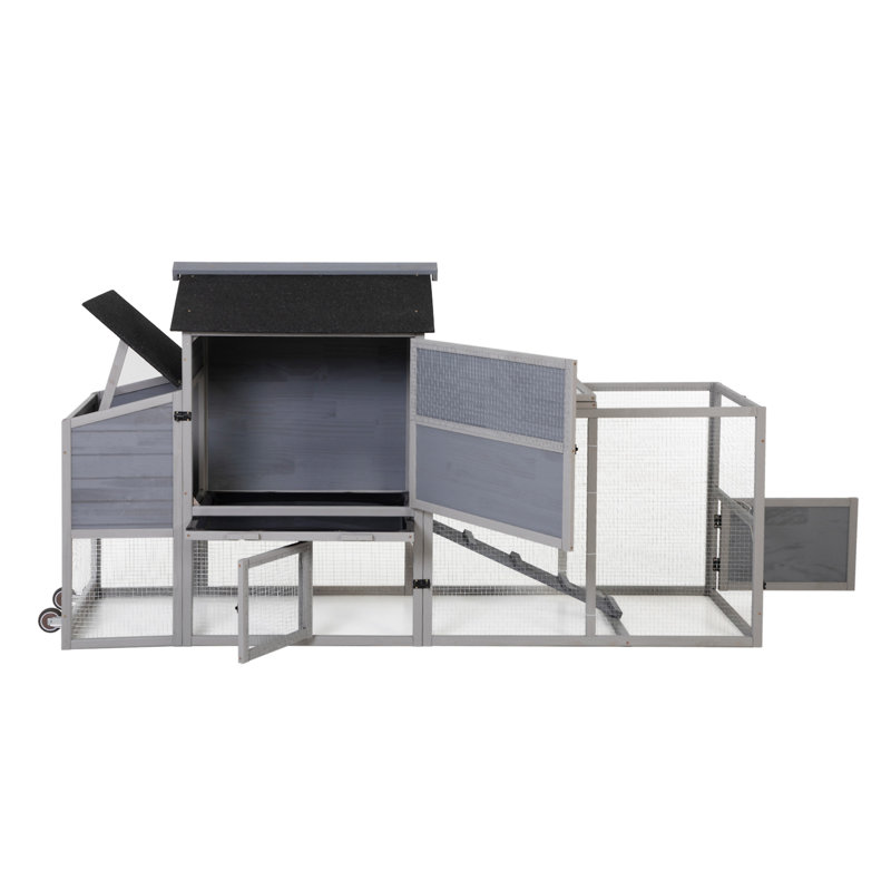 Poulailler portatif mobile avec boîte de nidification, Gris