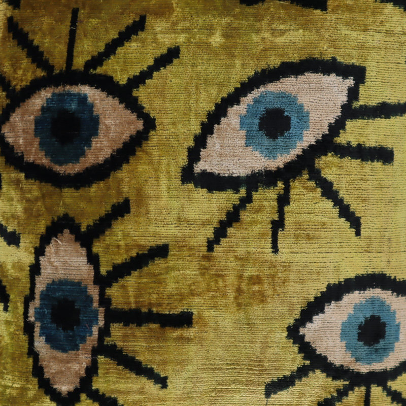 Coussin décoratif géométrique, 16 po x 16 po, Carré, Jaune / bleu