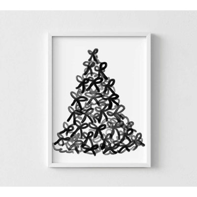 Reproduction d'art arbre de Noël noir et blanc: encadrée
