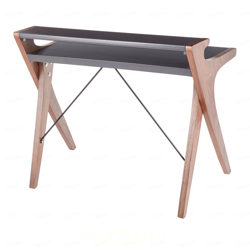 Bureau contemporain en bois de noyer avec plateau en bois gris Archer