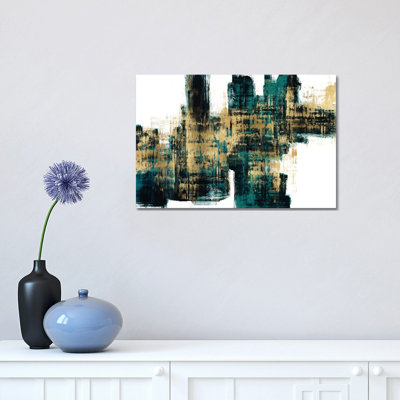 Vibrant Gold On Teal by Alex Wise - Wrapped Canvas Print