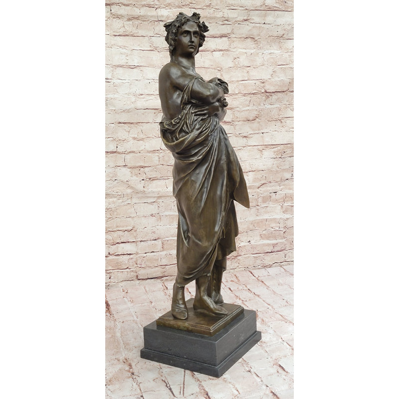 Statue de l'empereur romain César en bronze, sculpture en métal signée sur base de marbre