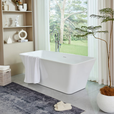 66.9" x 29.5" Freestanding Soaking Acrylic Bathtub