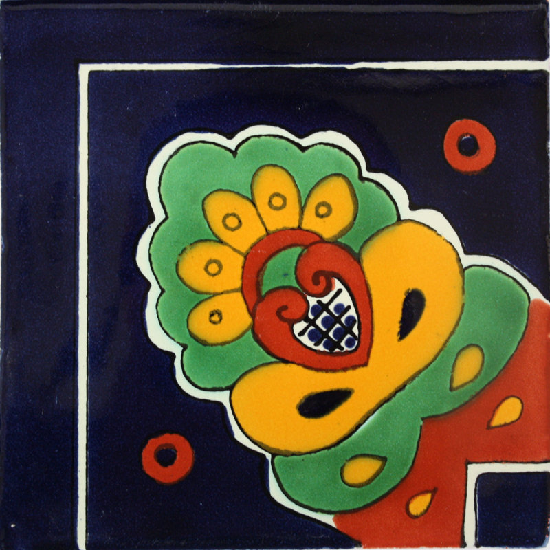 Carreau de coin bleu royal Talavera de 6 po x 6 po 4 pièces TalaMex