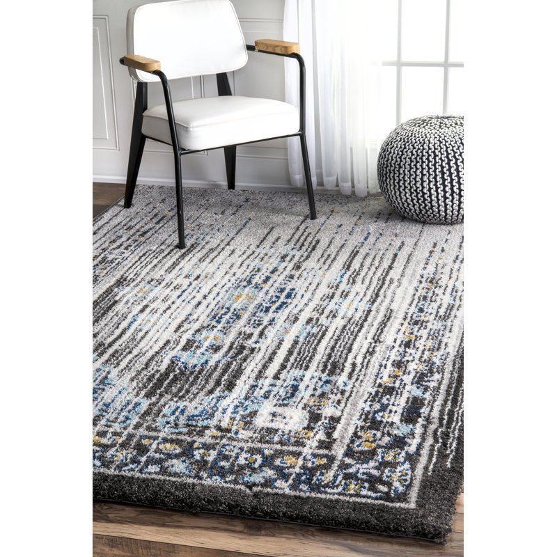 Tapis noir/gris, Rectangle 5 pi 3 po x 7 pi 6 po