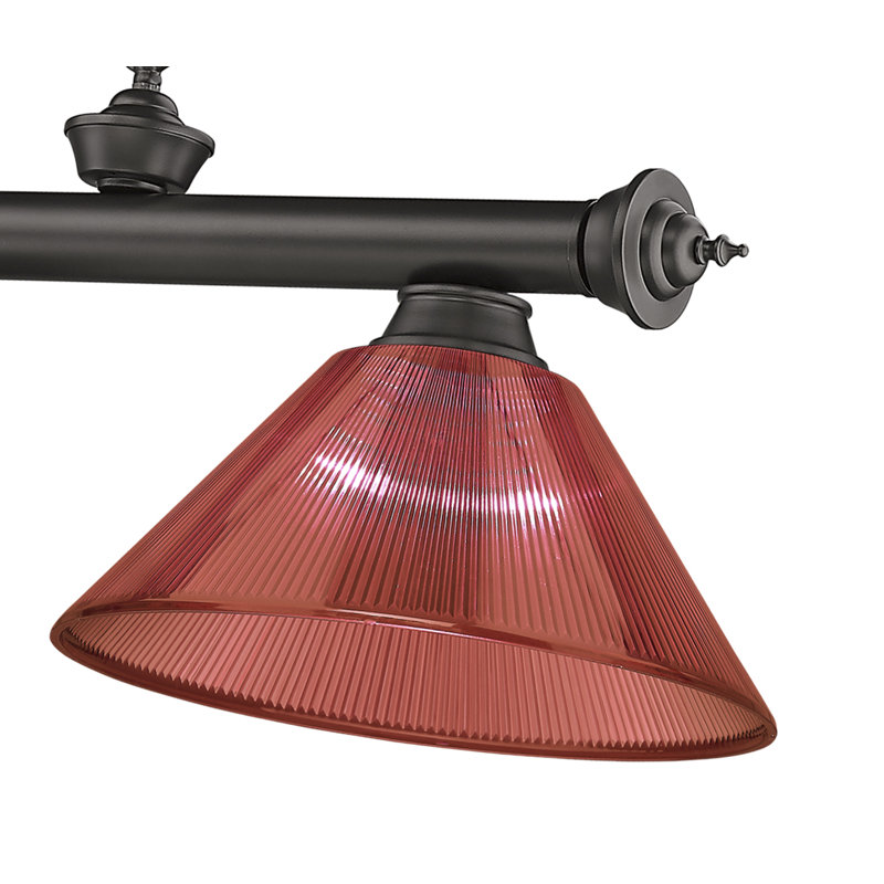 Annaleisa 3 - Light Pool Table Lights Pendant, Red, Brushed Nickel