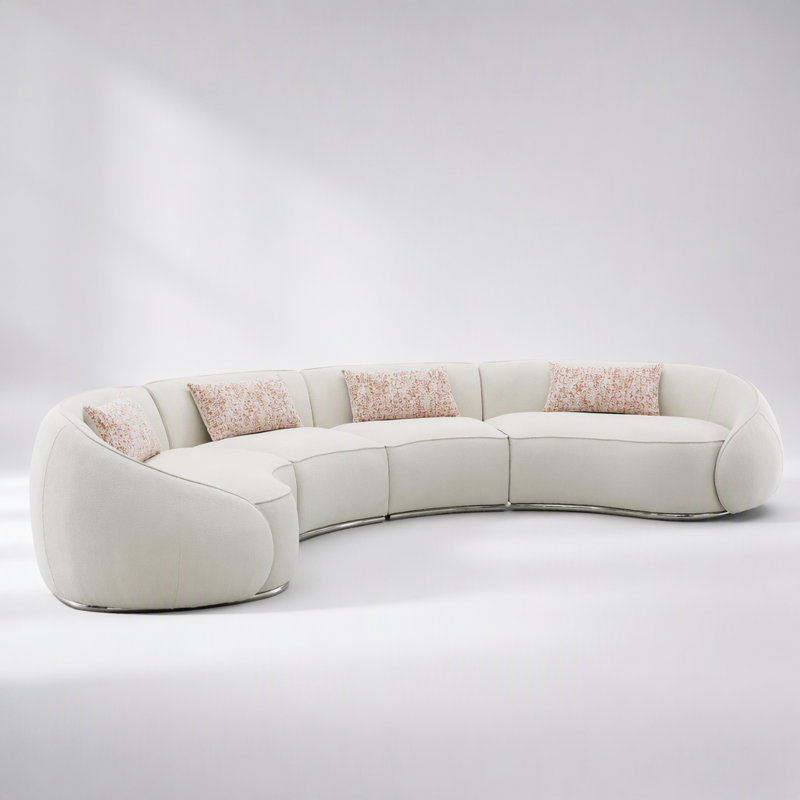 Canapé modulaire Sahara avec 4 coussins, Boucle et acier inoxydable