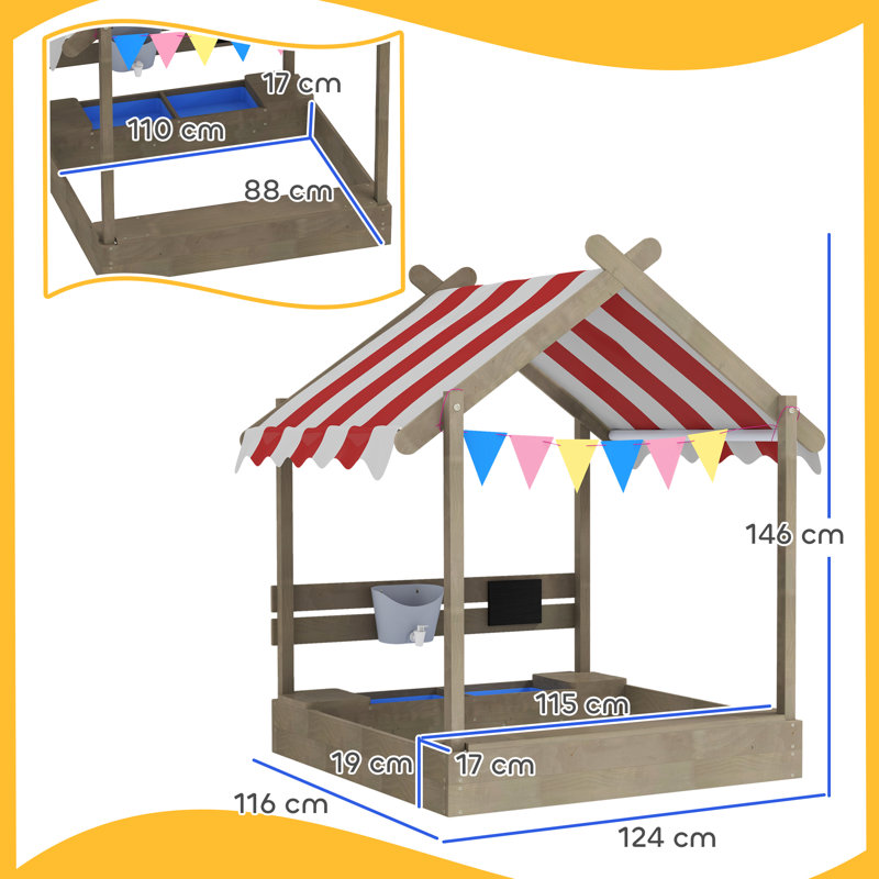Freeport Park 124cm x 146cm Square Sandbox with Cover