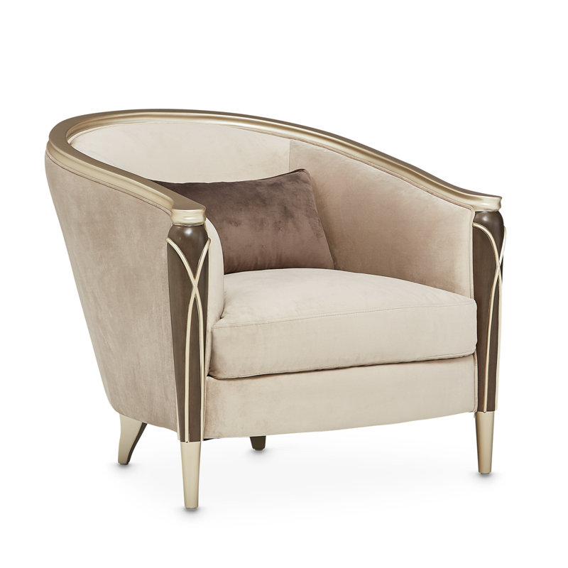 Villa Cherie 35'' Wide Barrel Chair, Porcini Velvet