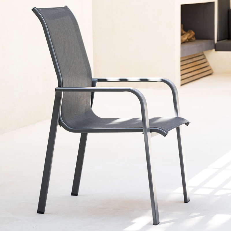 Svartalfheim Stacking Patio Dining Armchair with Cushion, Anthracite, Anthracite