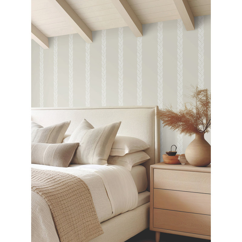 Braided Stripe Striped Wallpaper Double Roll by Ronald Redding, Tan