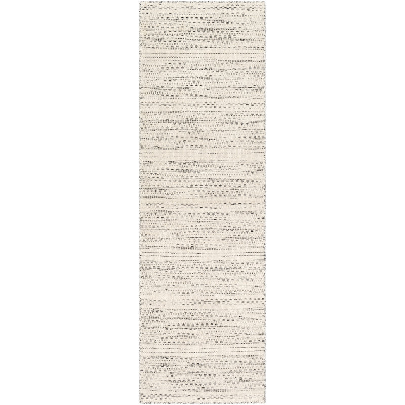 Chevron Flatweave Wool Cream/Black Area Rug, Runner 2'6" x 8'
