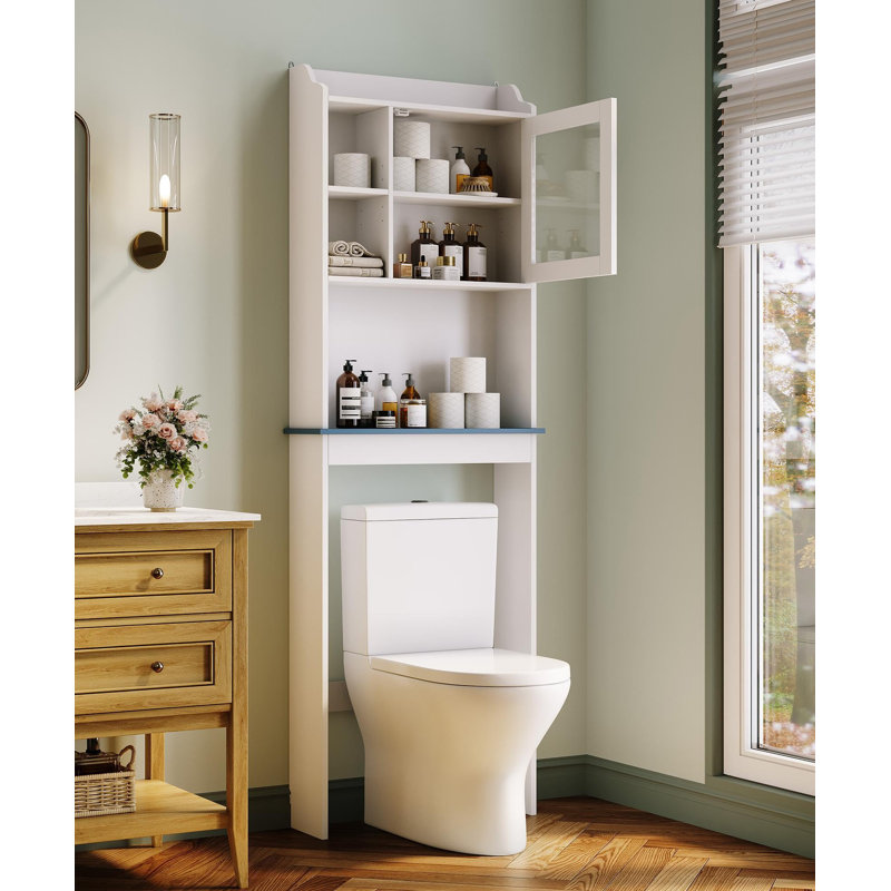 Meuble de rangement gain d'espace à installer au-dessus des toilettes avec étagères ajustables