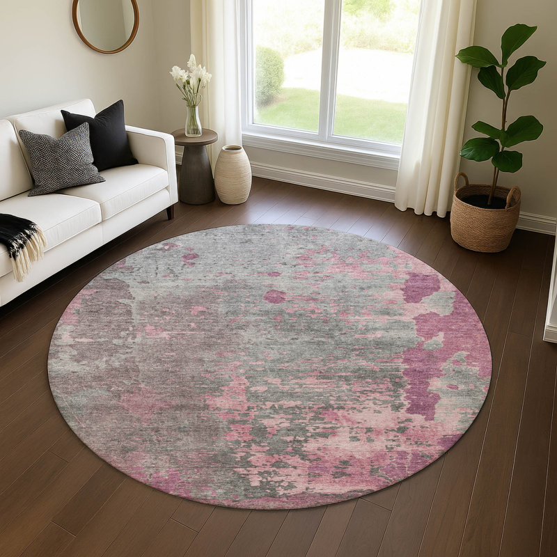 Premium Machine Washable Mehara AMF1702 Abstract Rug, Round 8'