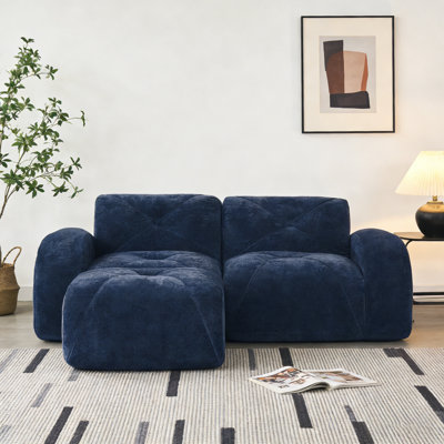 L-Sectional with Ottoman – Tufted Velvet, Compression