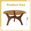 Table basse ronde de style Mid-Century en verre ambré, fini noyer, 31,5 po