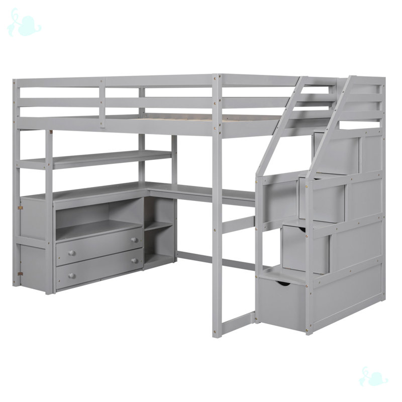 Rodriques Kids Full Loft Bed, Gray