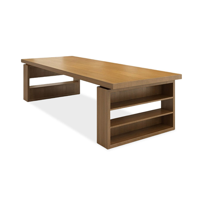 Bureau rectangulaire brun en bois massif, H 29,53 po x l 94,49 po x P 47,24 po