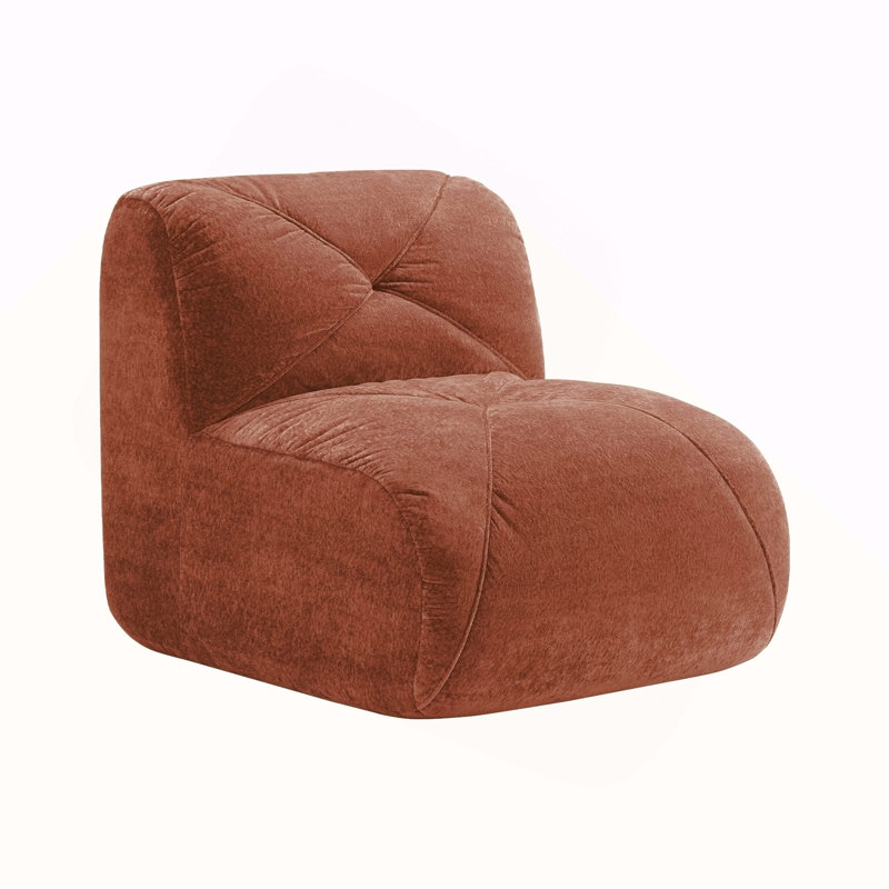 Canapé sans accoudoirs en velours - rouge, L 30,31 po, Rouge