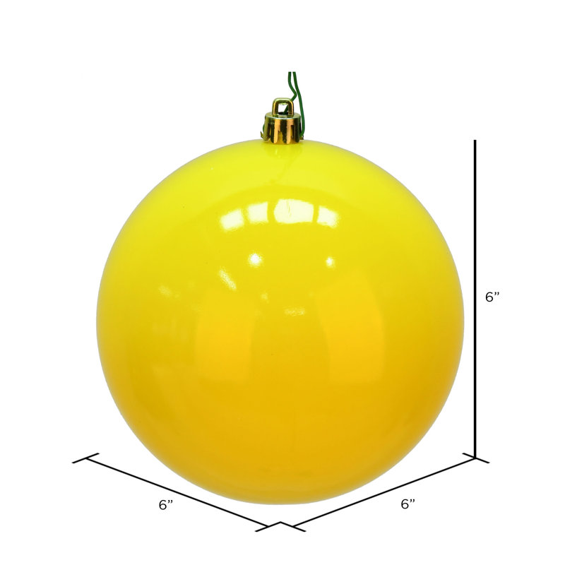 Décoration de boule décorative des Fêtes, H 6 po x l 6 po x P 6 po, Jaune brillant