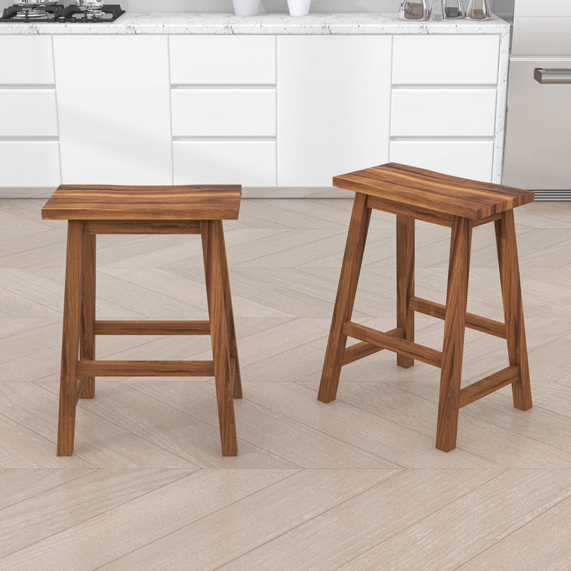 Tabouret de cuisine 2 pièces Brecia, Noyer