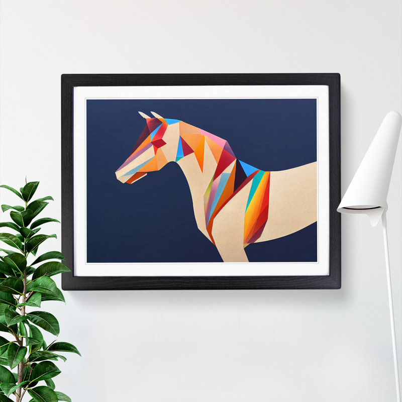 Energising Horse Abstract - Single Picture Frame Print, Black Framed, 25cm H x 34cm W x 2cm D