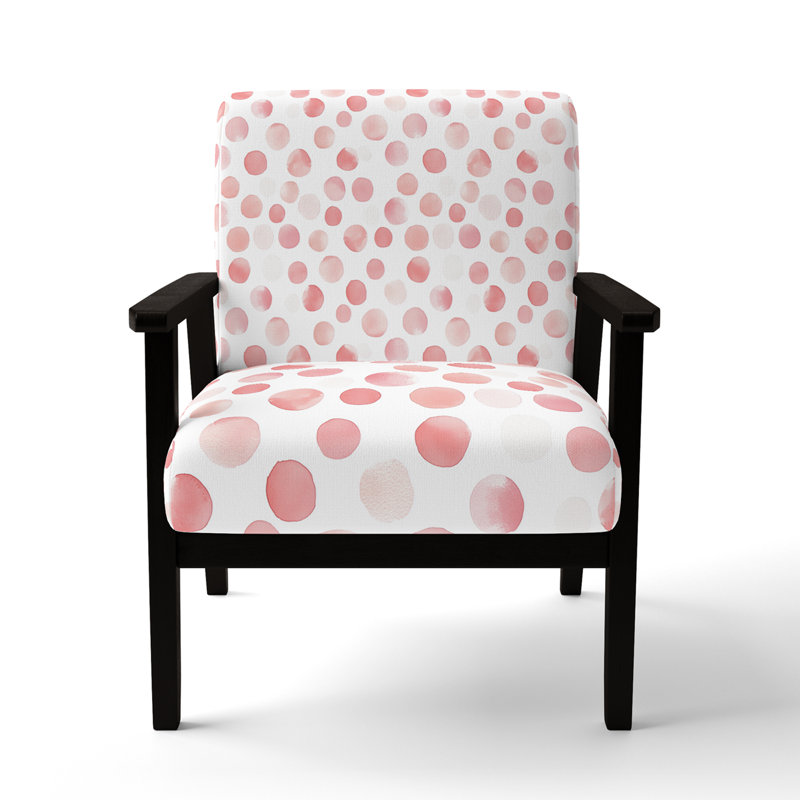 Chaise d'appoint à motif géométrique - Fauteuil beige cerise, Accoudoirs carrés noirs