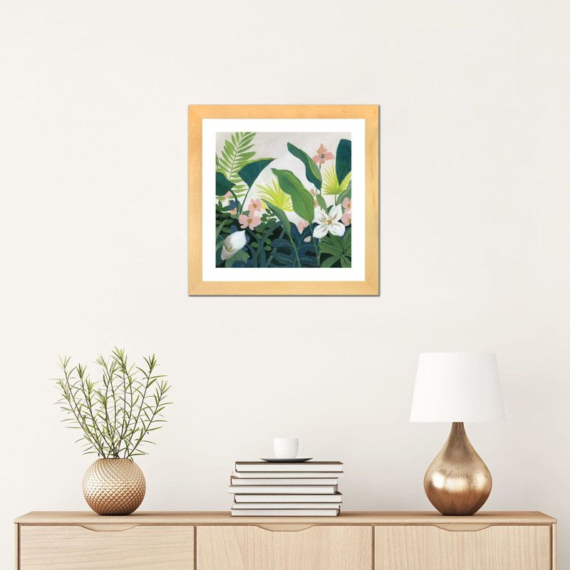 «Tropics» par Nan - reproduction imprimée, H 16 po x l 16 po x P 1 po, Encadré naturel